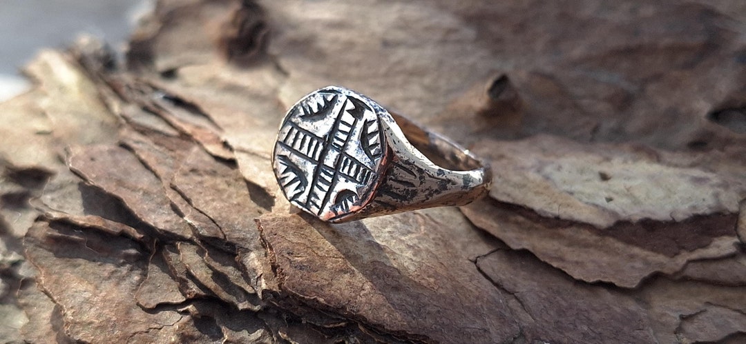Ancient Bronze Ring, Medieval Ring Seal, Ring With Heraldic Symbols ...