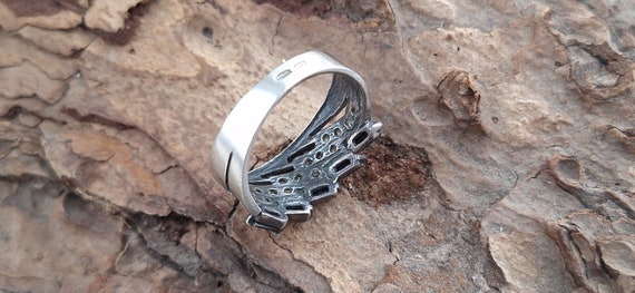 Vintage Soviet silver ring with inserts - image 7