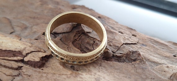 Beautiful handmade brass ring with inlays and sol… - image 10