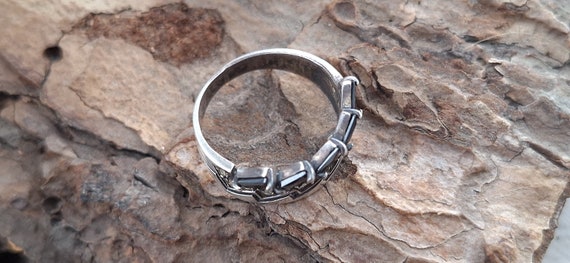 Vintage Soviet silver ring with inserts - image 6