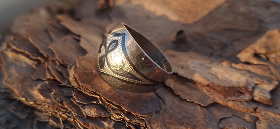 Vintage Soviet jewelry alloy ring with beautiful … - image 10