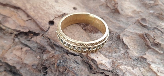 Beautiful handmade brass ring with inlays and sol… - image 8