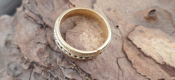 Beautiful handmade brass ring with inlays and sol… - image 5