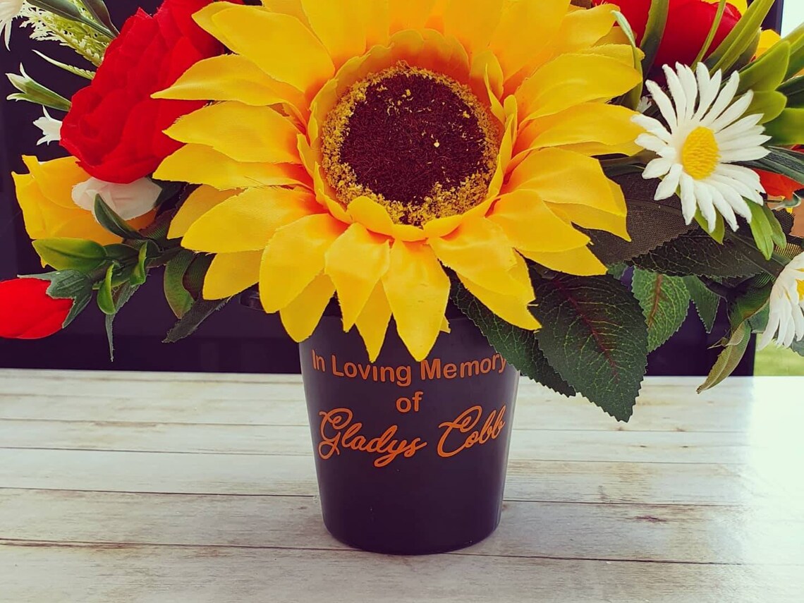 Artificial Flower memorial pot grave pot Etsy