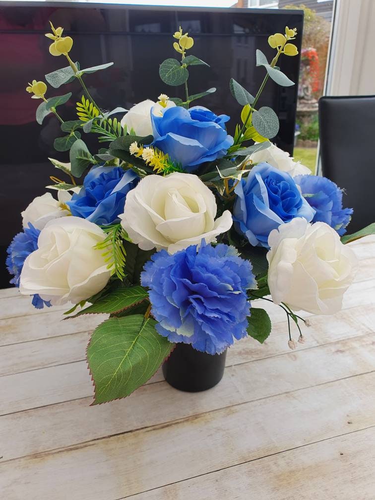 Artificial Flower memorial pot grave pot Etsy