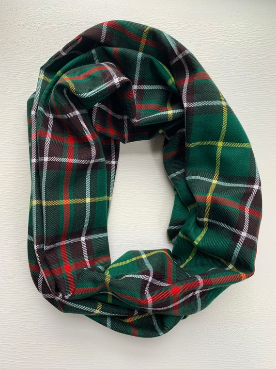 Newfoundland Tartan Infinity Scarf, Green Tartan Scarf, Christmas Plaid  Infinity Scarf, Canadian Green Tartan, Green Check Scarf,