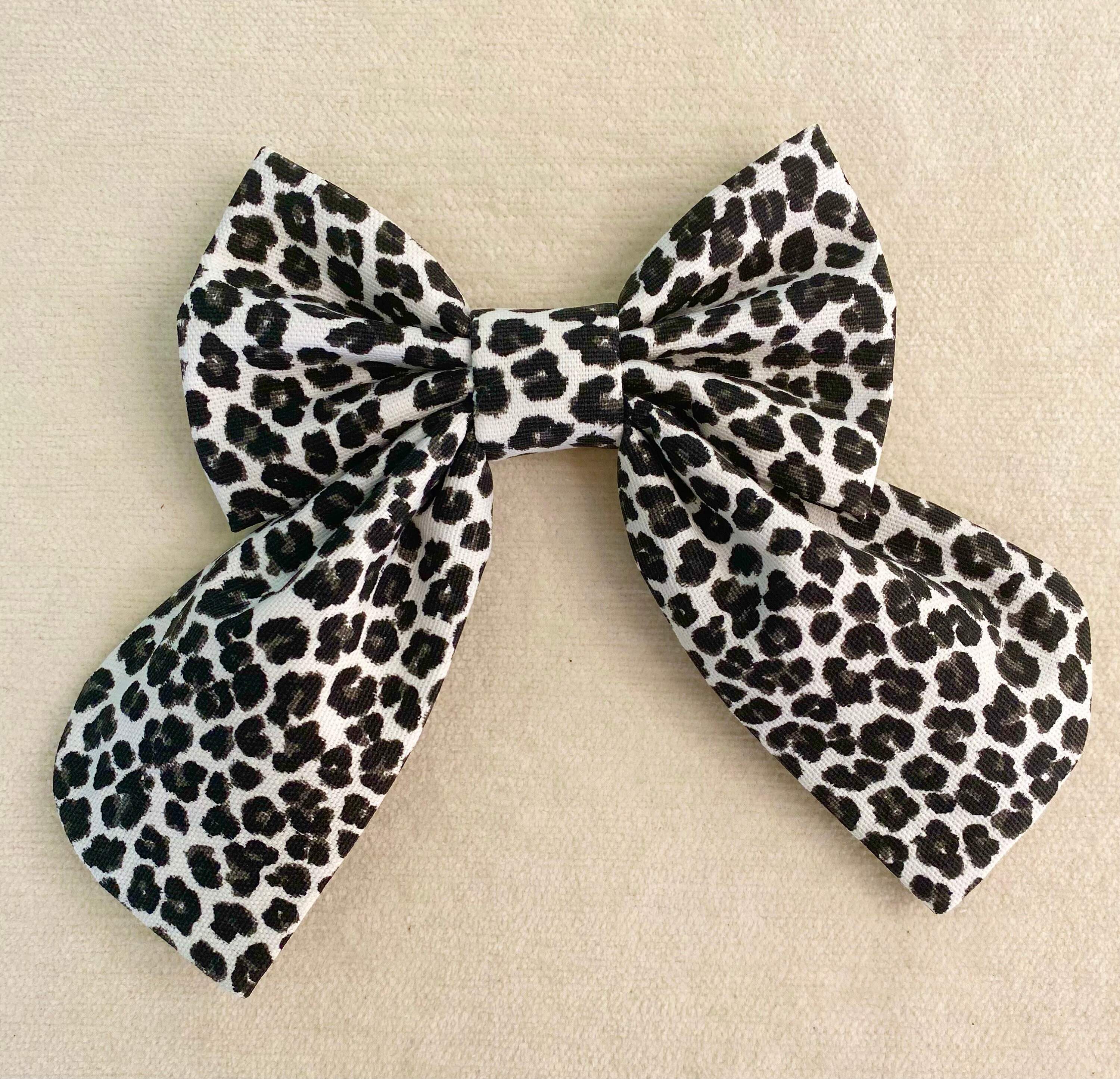 BAU ♥ BRIA Sailor collar ribbon tie H-line long Black and White Leopard Print Sailor Bow. Over the Collar