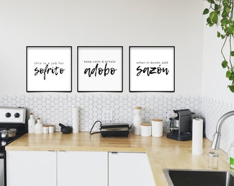 Latino Kitchen Printable Wall Art, Set of 3 - 8 x 8