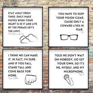 Motivational Rap Lyrics – Printable Wall Art, Set of 4 - 8 x 8