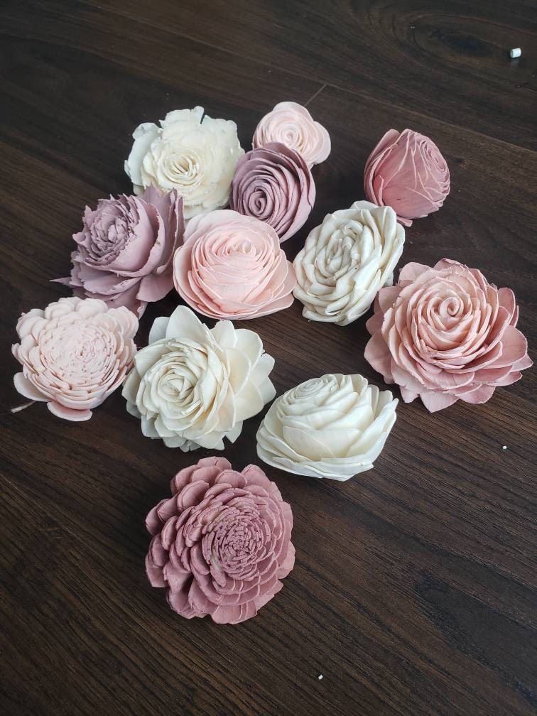 Blush and Dusty Rose Assortment Sola Wood Flowers Etsy