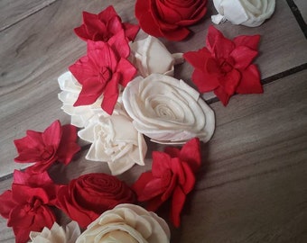 Sola wood flower diy assortment, retro xmas colors