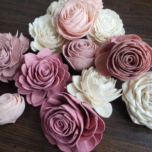 Shades of pink assortment, sola wood flowers