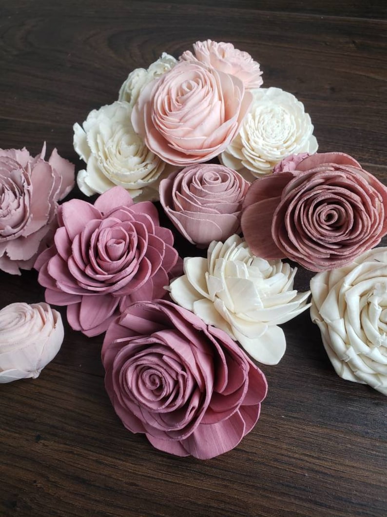 Shades of pink assortment, sola wood flowers image 1