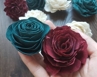 Burgundy and teal assortment, sola wood flowers