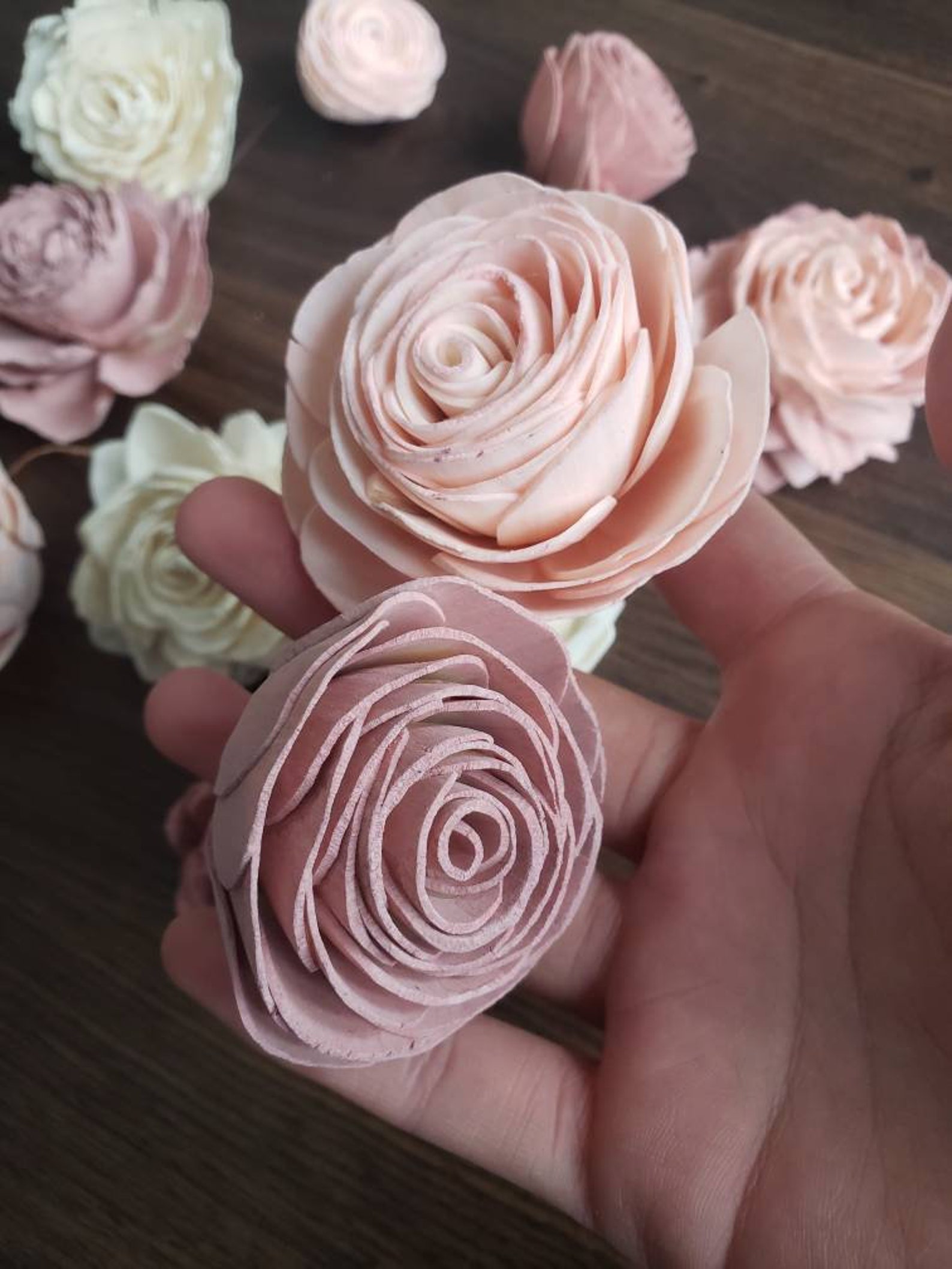 Blush and Dusty Rose Assortment Sola Wood Flowers Etsy