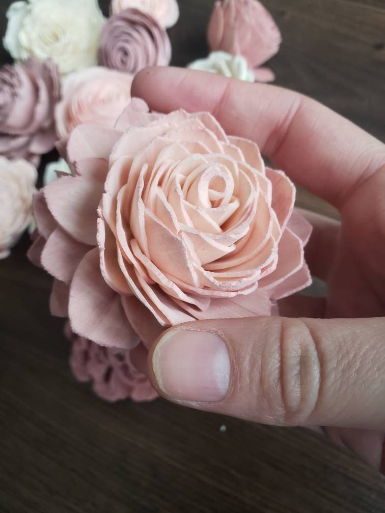 Blush and Dusty Rose Assortment Sola Wood Flowers Etsy