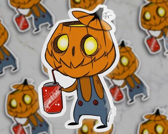 Pumpkin Sticker - Jack O Lantern Vinyl Sticker - Spooky Pumpkin Sticker - Pumpkin Vinyl Sticker - Hydro Flask Sticker - Halloween Sticker