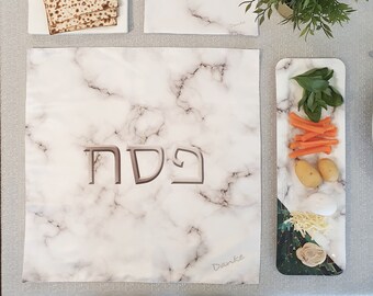 Marble Passover Matzah Cover – modern single-layer matzah cover – unique Judaica – contemporary Pesach gift for Seder night