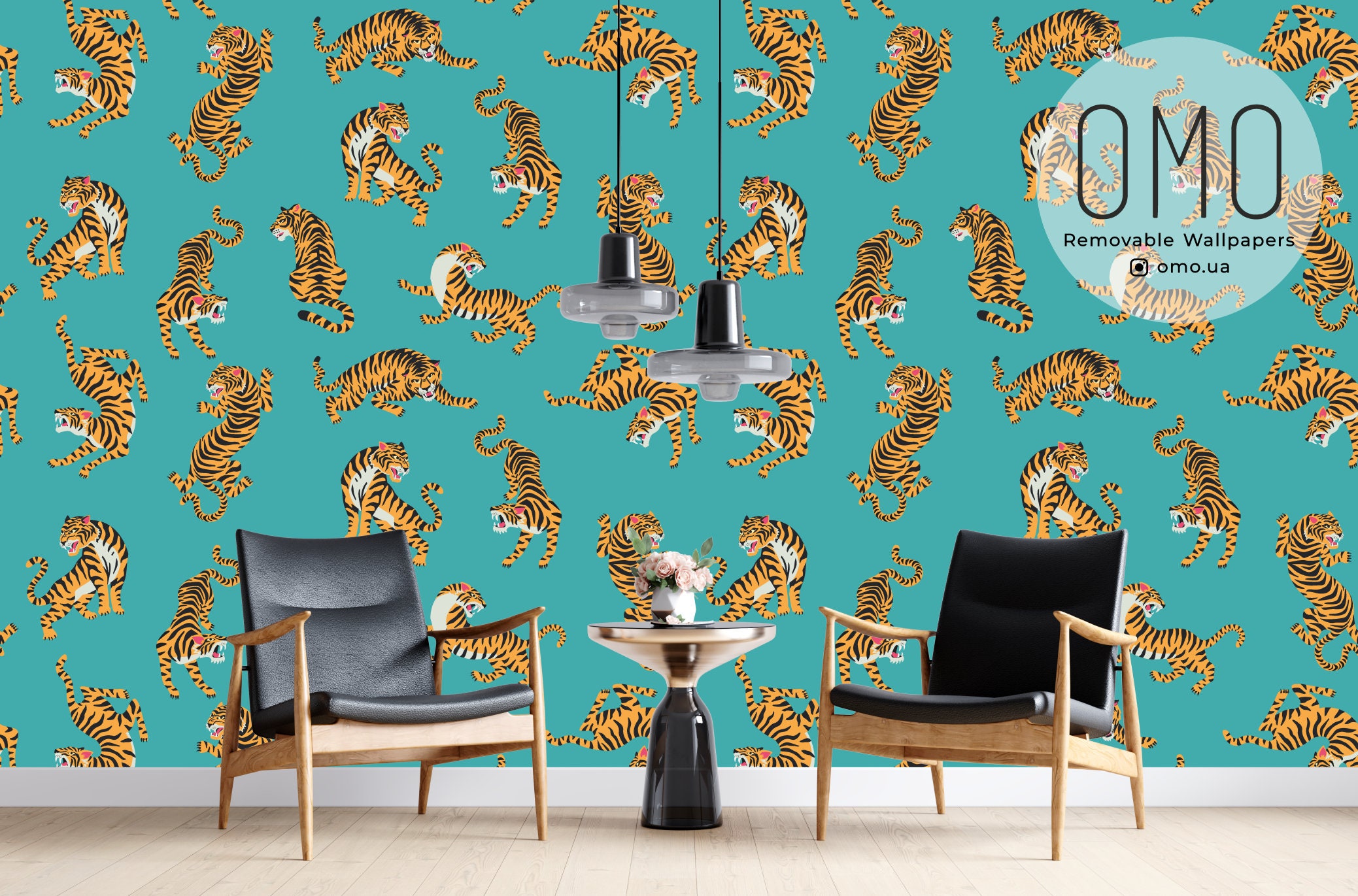 Removable tiger print wallpaper for living room/ animalistic Etsy