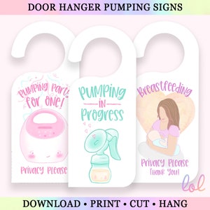 Pumping Signs - Door Hangers - Breastfeeding Office Sign - Do Not Disturb Sign - Pumping Door Hanger Sign - Printable Pumping Sign