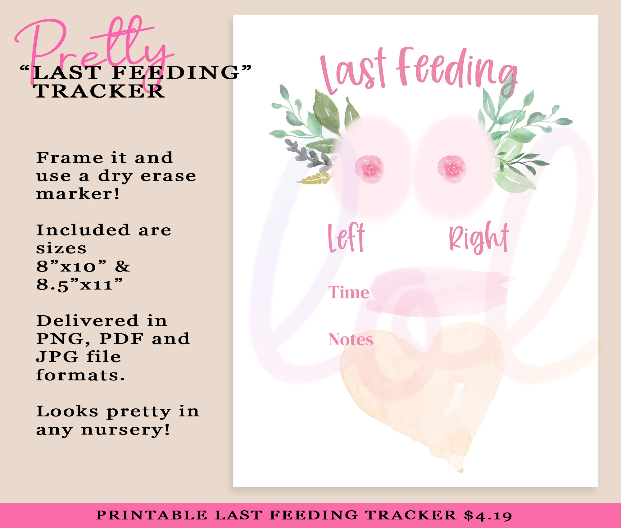 Last Feeding Printable - Baby Feeding Log - Infant Feeding Log ...
