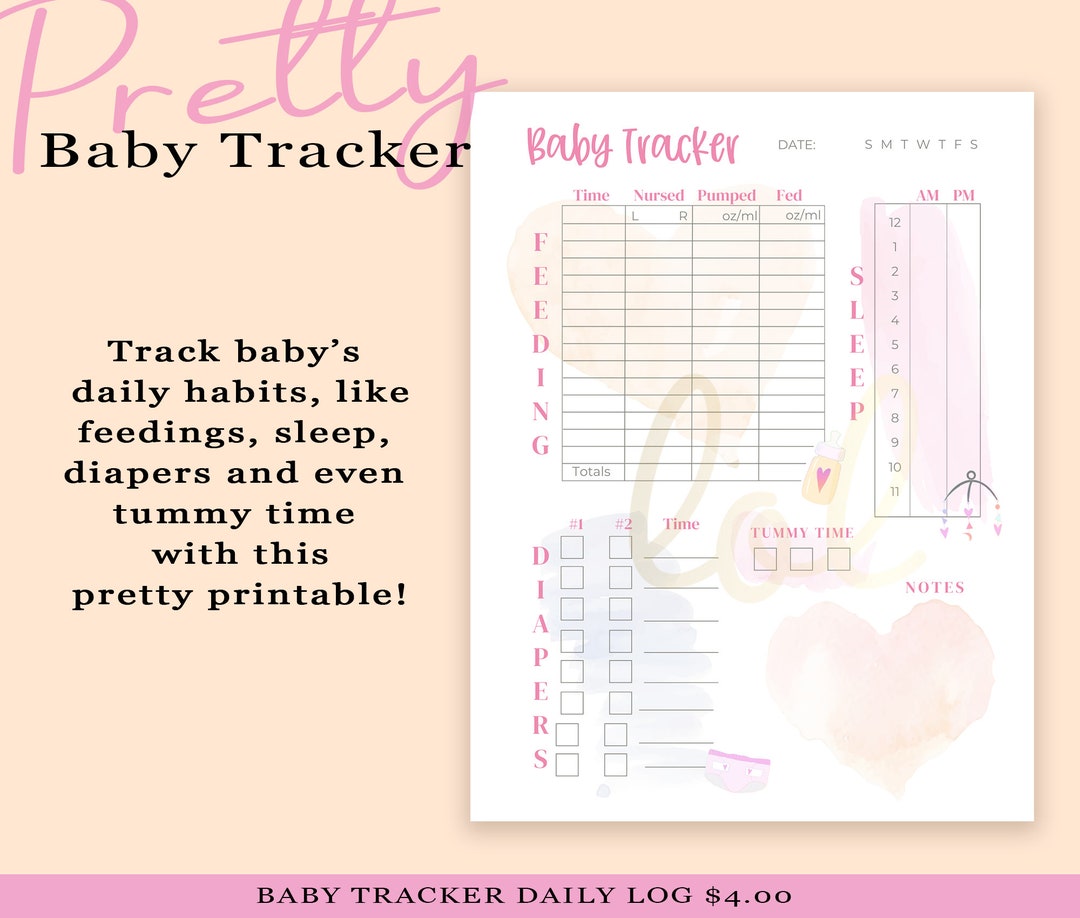 Baby Tracker - Baby Log - Baby Daily Habits Log - Baby Tracker Printable - Breastfeed Log ...
