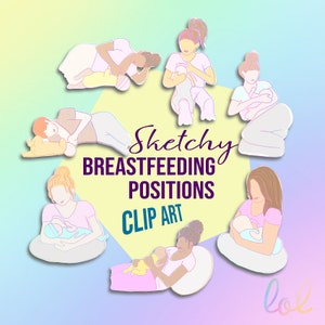Breastfeeding Clipart Image Files - Breastfeeding Positions Clip Art - Graphics for Lactation Consultants - Breastfeeding Images - IBCLC Art