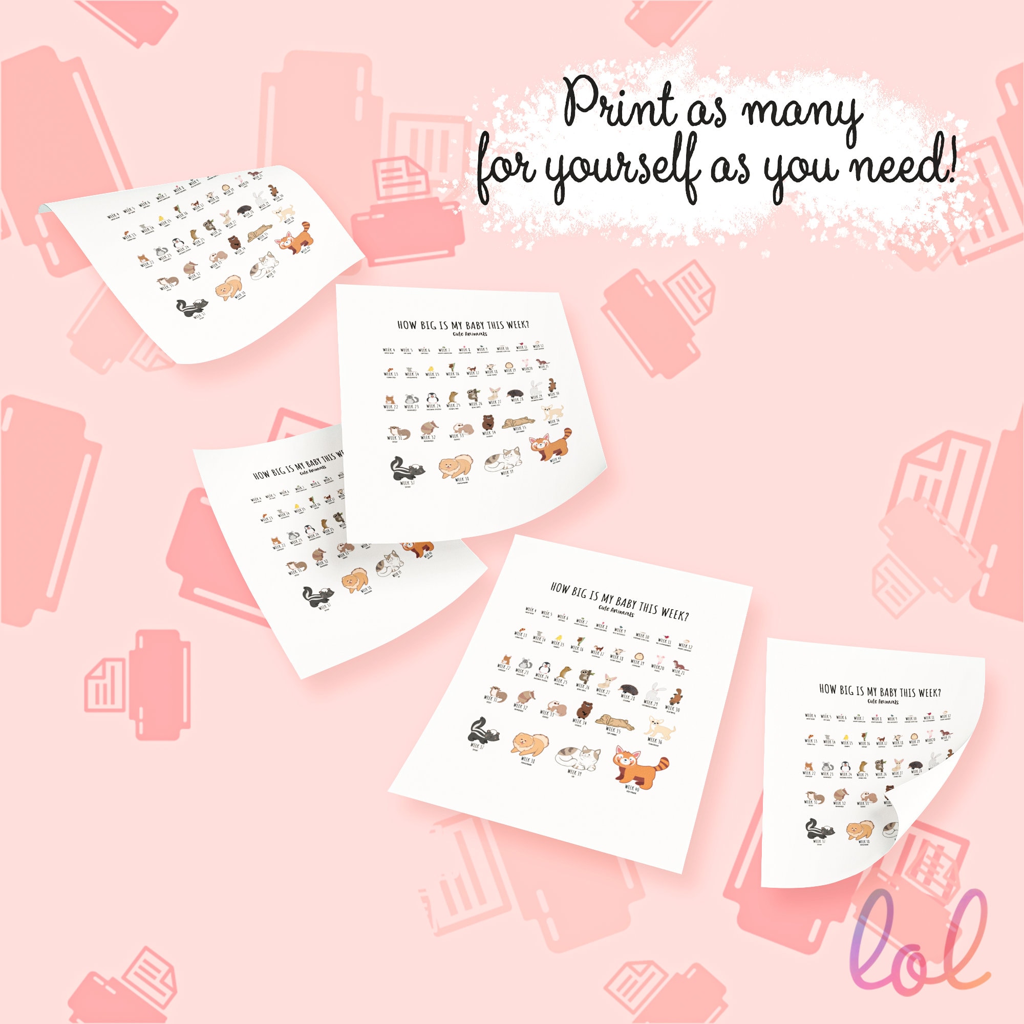 Baby Growth Chart Print - Baby Sizes by Week - Fetal Development Week ...