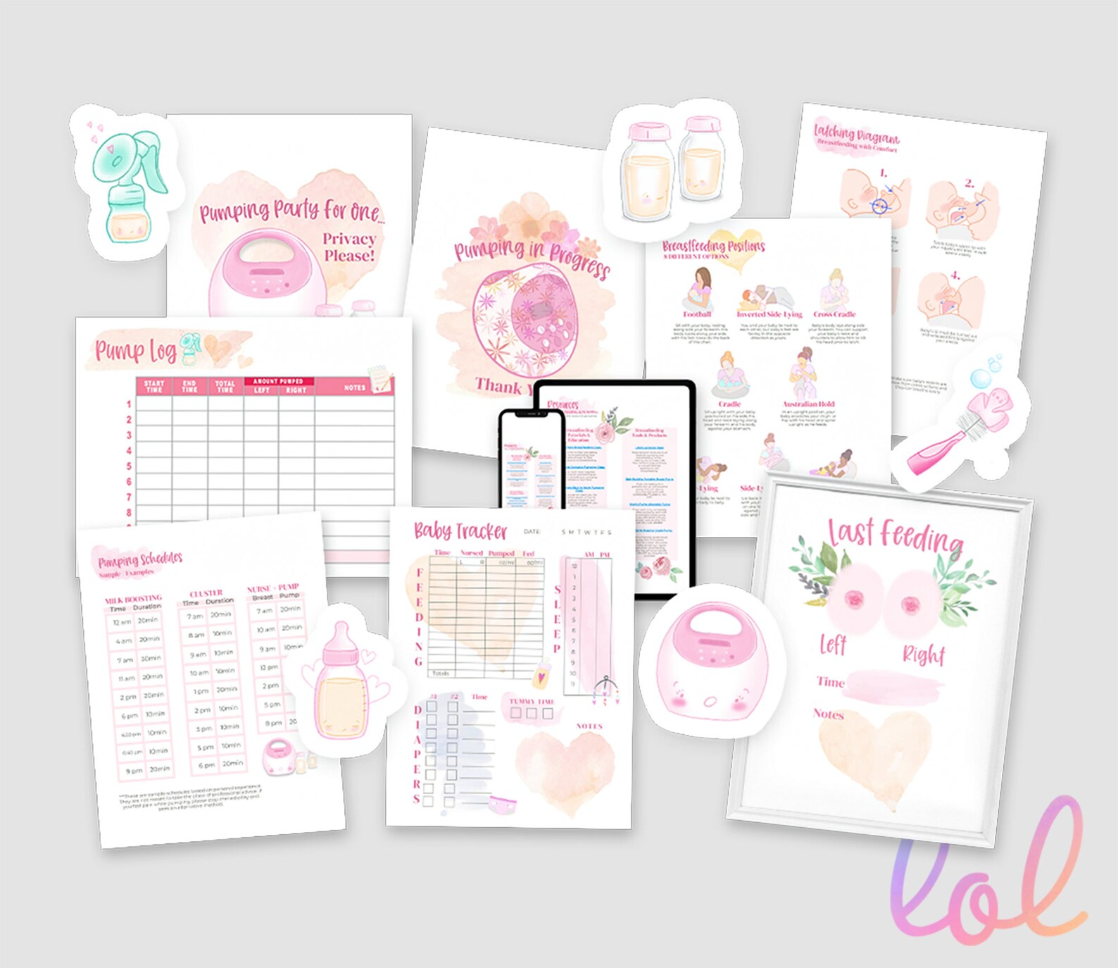 Baby Care Bundle Breastfeeding Tracker, Baby Tracker, Pumping Log, Pumping Schedules, Last