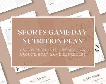 Planificador nutricional para el día del partido en deportes juveniles / Organizador de comidas, refrigerios e hidratación previos al partido para padres de deportistas ocupados