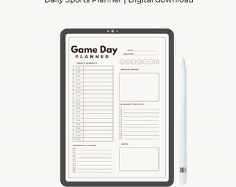 Planificador de día de partido deportivo / Planificador de rutina para el día del partido