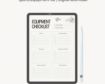 Lista de verificación de equipo deportivo / Lista de verificación de equipo para el día del partido / Lista de verificación para deportes juveniles