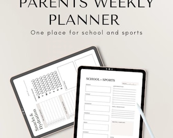 Planificador semanal para padres de jóvenes deportistas / Organizador de entrenamientos, escuela y días de partido para familias ocupadas.