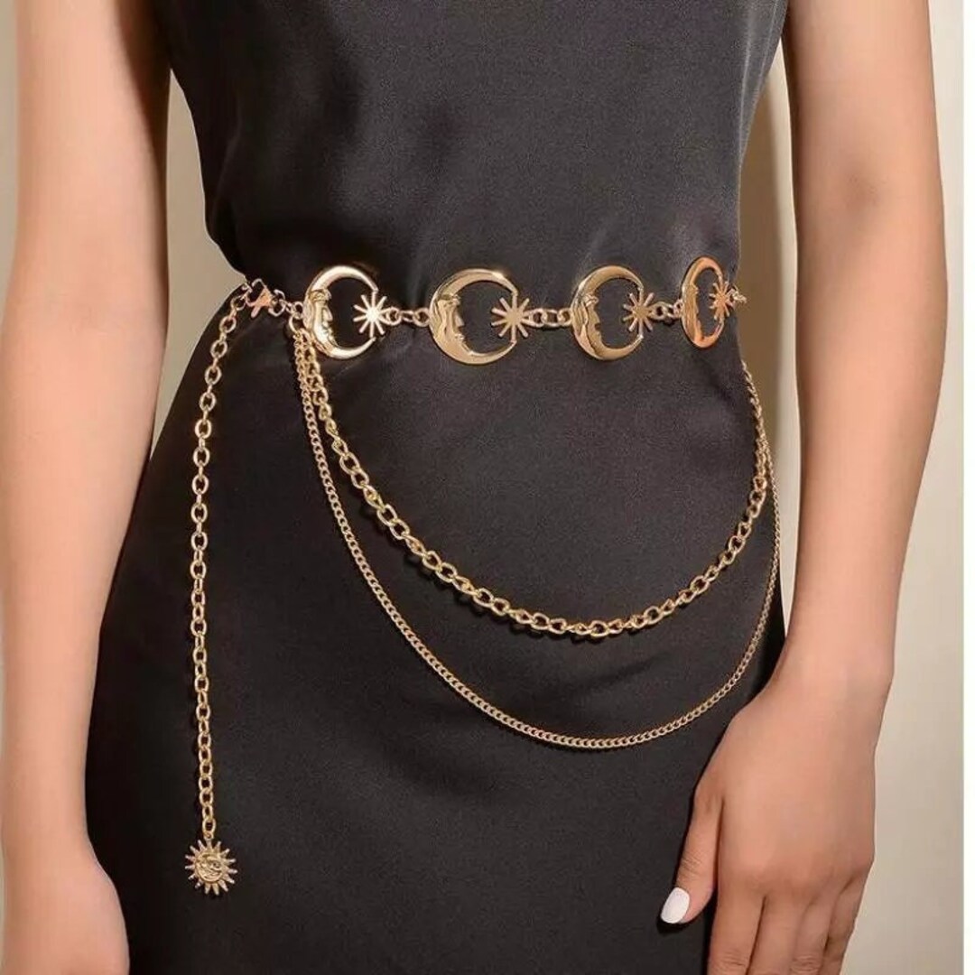 Celestial Moon Star Chain Belt for Women Vintage High Waist - Etsy