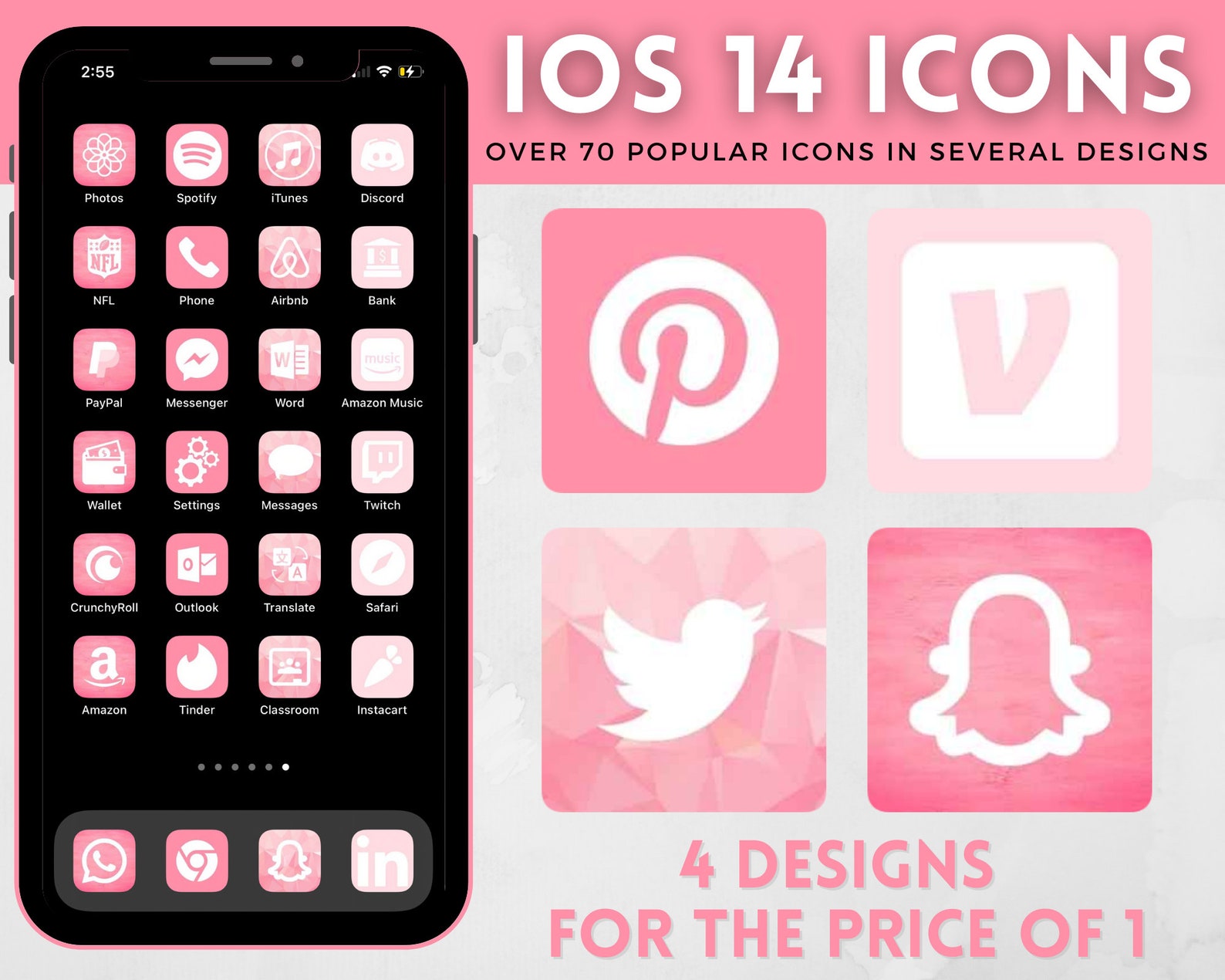 Iphone IOS 14 App Icons Blush Pink Aesthetic Etsy