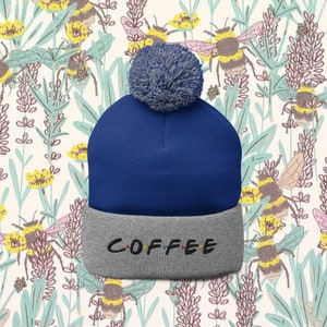 COFFEE Pom-Pom Beanie, F.R.I.E.N.D.S. , Ross and Rachel, Monica and Chandler, Gift for friends lover, gift for coffee lover, for her