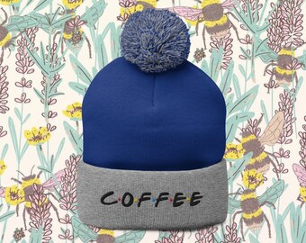 COFFEE Pom-Pom Beanie, F.R.I.E.N.D.S. , Ross and Rachel, Monica and Chandler, Gift for friends lover, gift for coffee lover, for her
