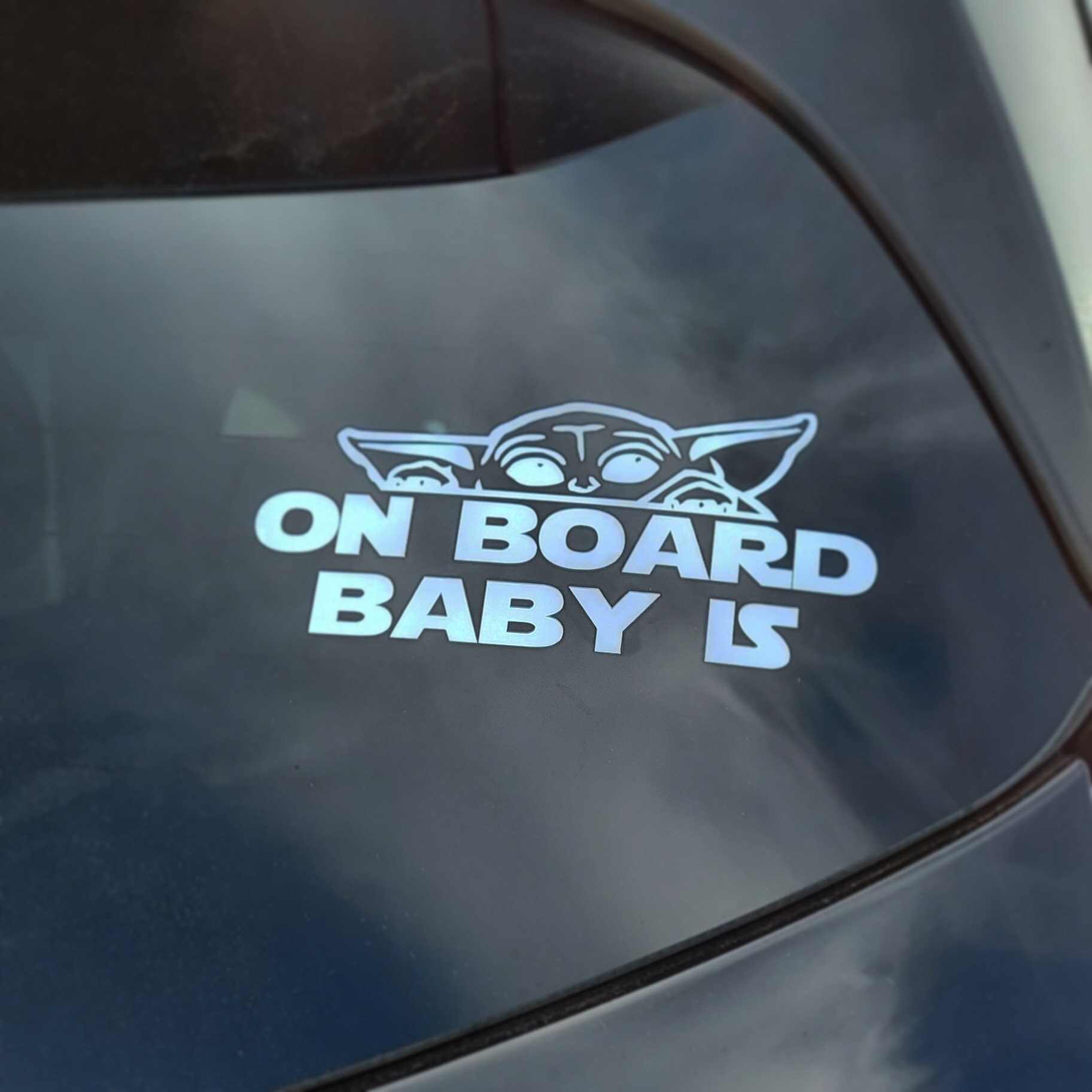 Baby yoda on board baby is sticker | Etsy