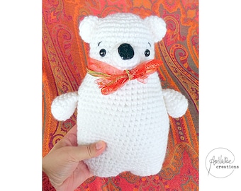 Polar Bear Plushie! Cute Christmas bear stuffed animal. This crochet polar bear plush is perfect nursery decor! Handmade by AmVaBe Creations