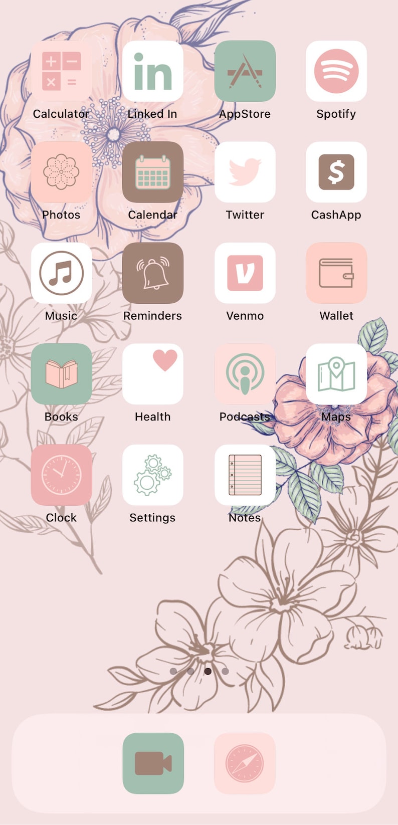 68 BIG PACK Pink Flowers iOS 14 app icons App Icons for