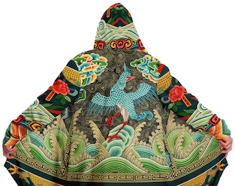Art Nouveau Microfleece Hooded Cloak, Blanket Hoodie, Plus size Rave Wear, Festival cloak