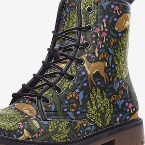Vegan CottageCore Combat Boots for Men or Women, Lace Up Boots