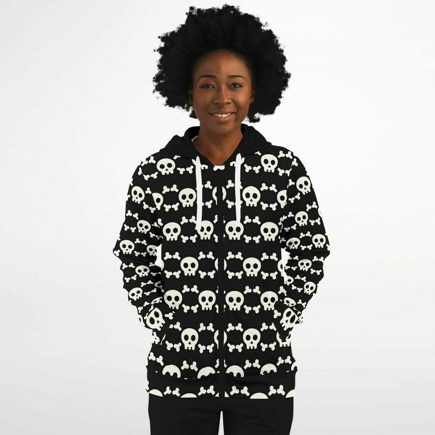 Zip-up Hoodie Skull and Bones - Etsy