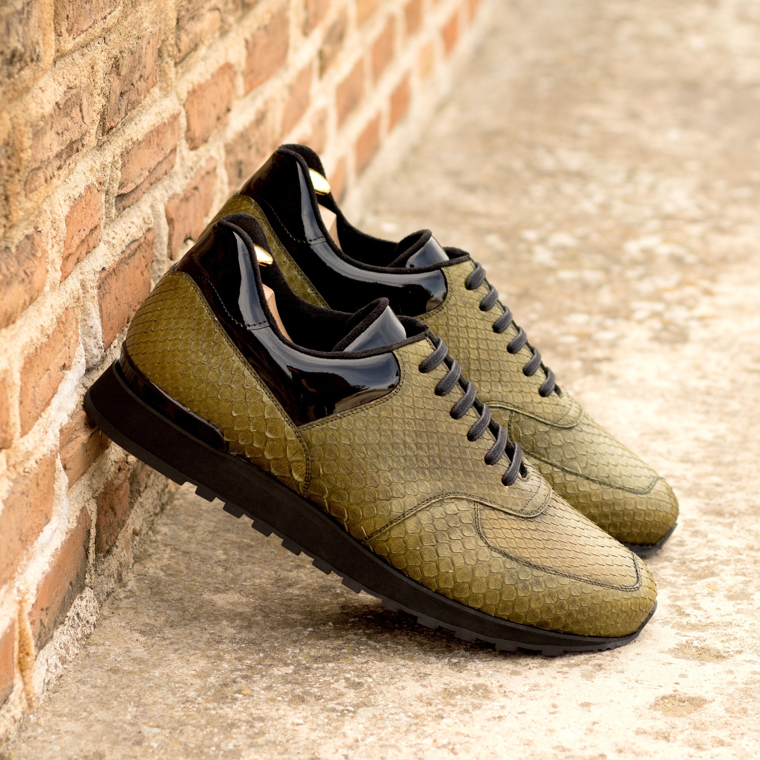 Snake Skin Olive Sneakers the Python Martini Leather 