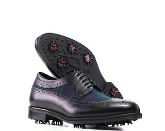 Handmade Artisan Tartan Golf Shoes: The Black Watch - Unparalleled Tradition, Quality, and Comfort