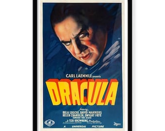 Classic Horror Movie Poster - Dracula Starring Bela Lugosi, Retro Movie Print