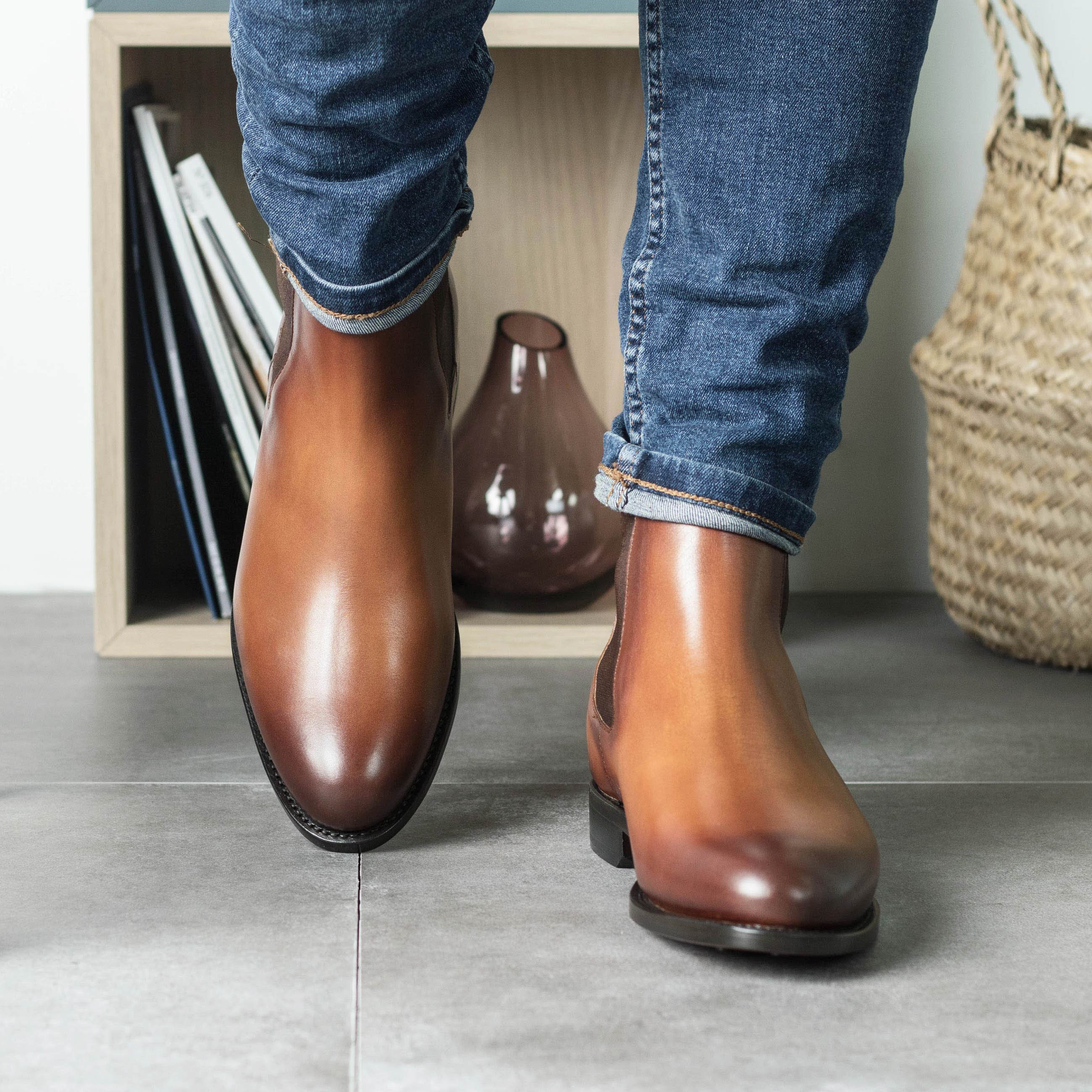 Undvigende Exert pastel Brown Handmade Chelsea Boot Wedding Boots Anti-slip Leather - Etsy