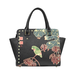 Vegan Leather Studded Handbag The Paroquet Rivet Shoulder Handbag