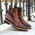 Handmade Leather Boots, Cognac and Chocolate Coloured Patina Jodhpur