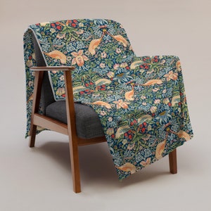 Throw Blanket Art Nouveau William Morris The Strawberry Thieves, Art Blanket, soft throw blanket, warm mink throw rug
